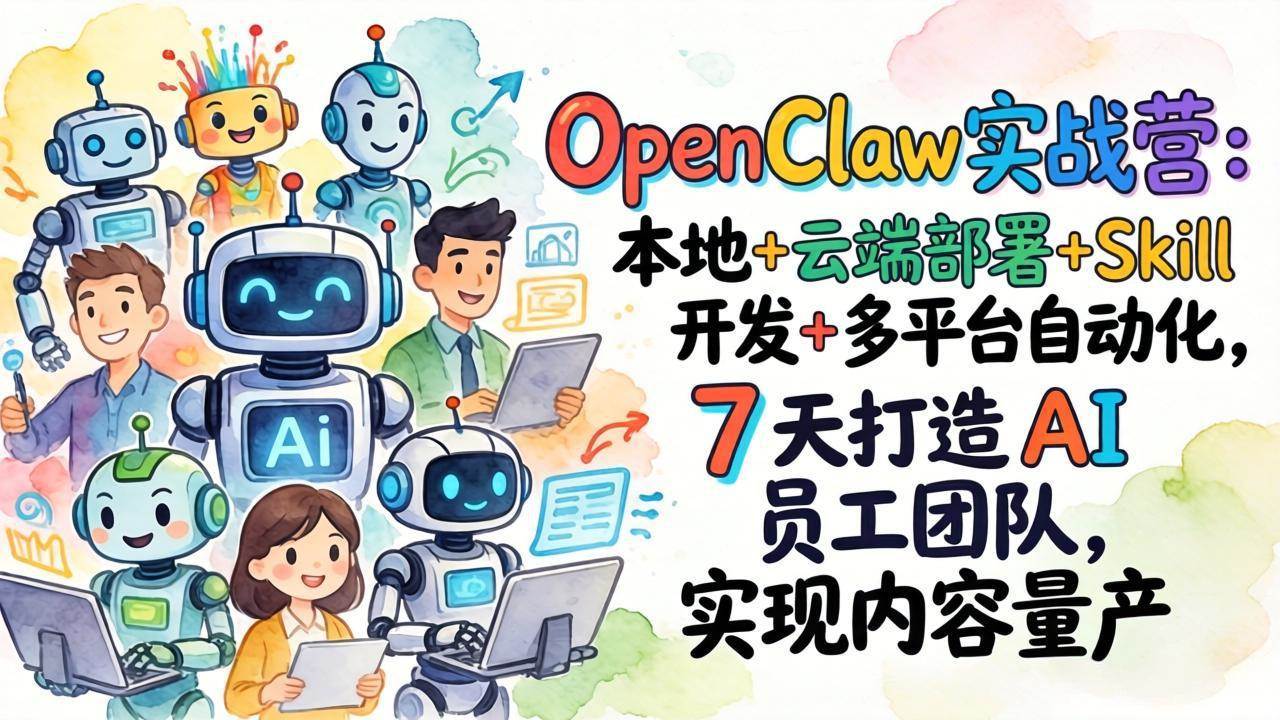OpenClaw实战营：本地+云端部署+Skill开发+多平台自动化，7 天打造 AI 员工团队，实现内容量产-燕子项目网