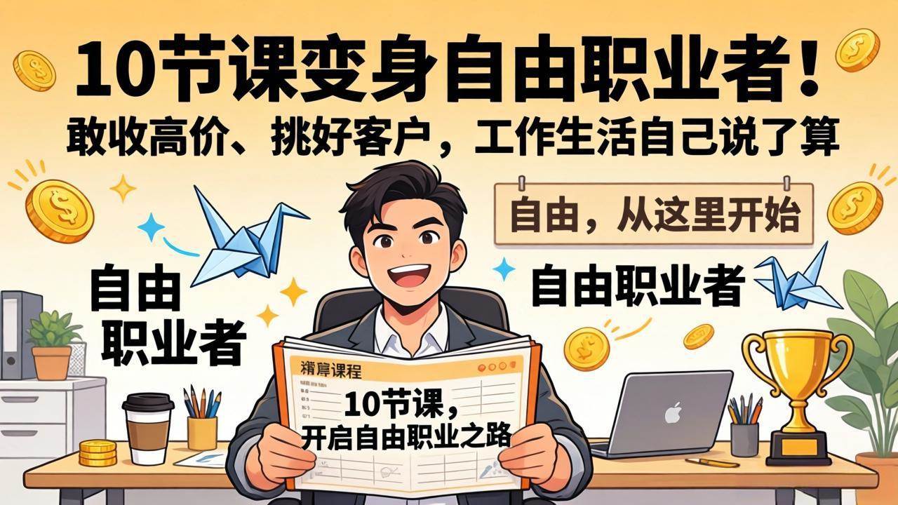 10 节课变身自由职业者！敢收高价、挑好客户，工作生活自己说了算-燕子项目网