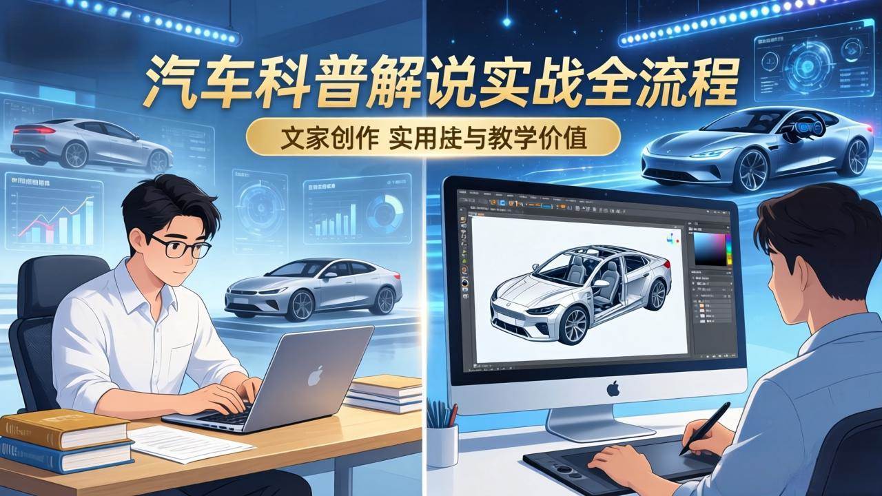 抖音汽车科普解说实战：文案+动画+画面处理+去水印全流程，打造专业汽车科普视频-燕子项目网