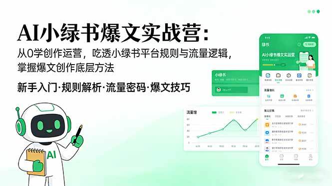 AI 小绿书爆文实战营：从0学创作运营，吃透小绿书平台规则与流量逻辑，掌握爆文创作底层方法-燕子项目网