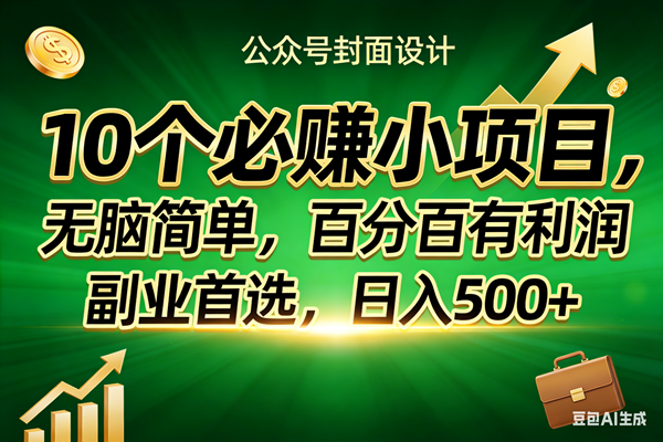10个必赚小项目，无脑简单，百分百有利润，副业首选，日入400+-燕子项目网