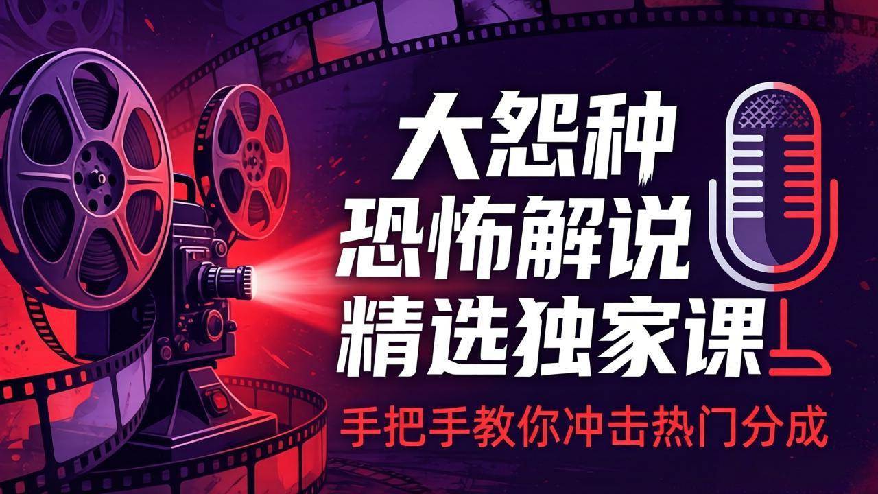 大怨种恐怖解说精选独家课：电影下载+文案配音+片头封面，手把手教你冲击热门分成-燕子项目网
