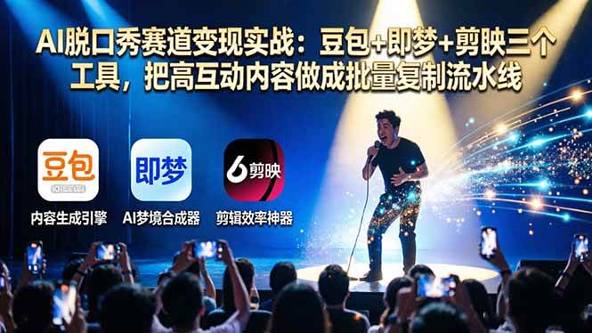 AI脱口秀赛道变现实战：豆包+即梦+剪映三个工具，把高互动内容做成批量复制流水线-燕子项目网