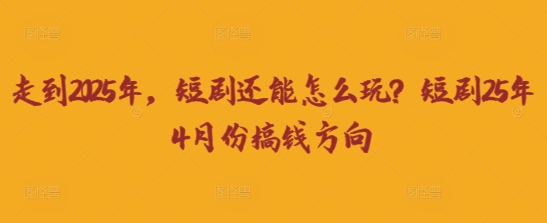 走到2025年，短剧还能怎么玩？短剧25年4月份搞钱方向-燕子项目网