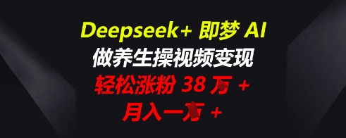 Deepseek+即梦AI，做养生操视频变现，轻松涨粉38W+，月入一W+-燕子项目网