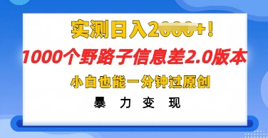 2025抖音1000个野路子信息差最新玩法，一分钟过原创，暴力变现月入几k-燕子项目网