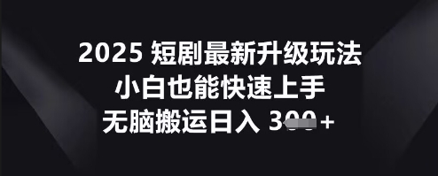 2025短剧最新升级玩法,小白也能快速上手,无脑搬运日入3张-燕子项目网