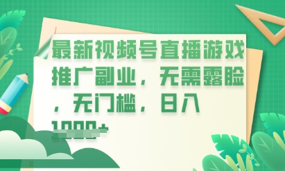 最新视频号小游戏直播推广,超冷门,不露脸,零门槛,新手小白也能日入数张-燕子项目网