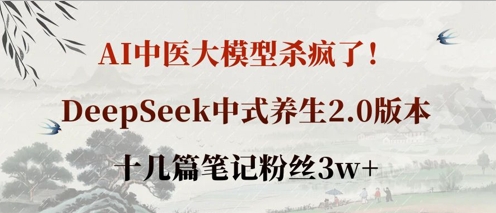 AI中医大模型杀疯了！DeepSeek中式养生2.0版本，十几篇笔记粉丝3w+-燕子项目网