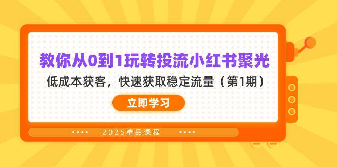 （14260期）教你从0到1玩转投流小红书聚光，低成本获客，快速获取稳定流量（第1期）-燕子项目网