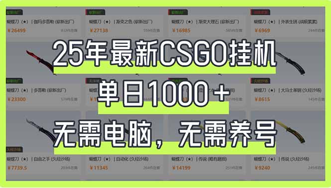 （14178期）25年最新CSGO挂机系统，单日1000+，无需电脑，无需养号，0基础可上手-燕子项目网