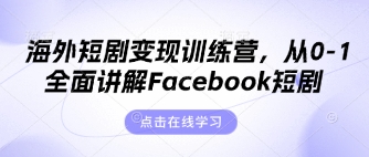 海外短剧变现训练营，从0-1全面讲解Facebook短剧-燕子项目网