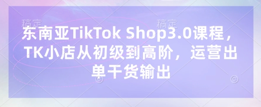 东南亚TikTok Shop3.0课程,TK小店从初级到高阶,运营出单干货输出-燕子项目网