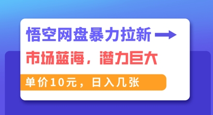 悟空网盘暴力拉新：一单10元，市场空白，日入几张-燕子项目网