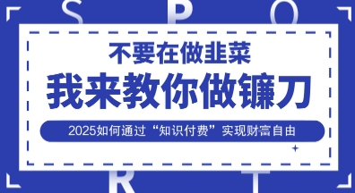 韭菜生涯终结者,我来教你做镰刀,2025如何通过“知识付费”实现财F自由【揭秘】-燕子项目网