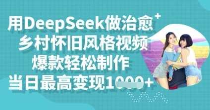 用DeepSeek做治愈乡村怀旧风格视频，爆款轻松制作，当日最高变现多张-燕子项目网